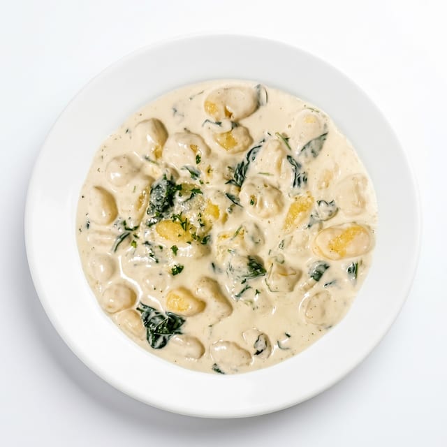 Gnocchi al Formaggi e Spinaci.