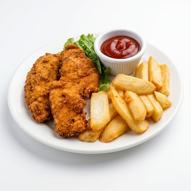Kids Chicken Tenders With French Fries.